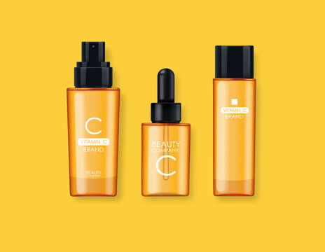 點(diǎn)擊來源直接獲取大圖文件 維生素 c 化妝品 面膜 面霜和精華液套裝,美容公司,護(hù)膚瓶,逼真的包裝模型和新鮮柑橘,治療精華,美容化妝品,矢量橫幅 模板 3d質(zhì)感矢量日化商品主圖banner模板